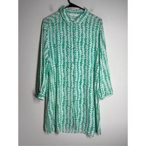 Rare Dript Green Geometric Pattern Shirt Dress Button Up See Description Sz L